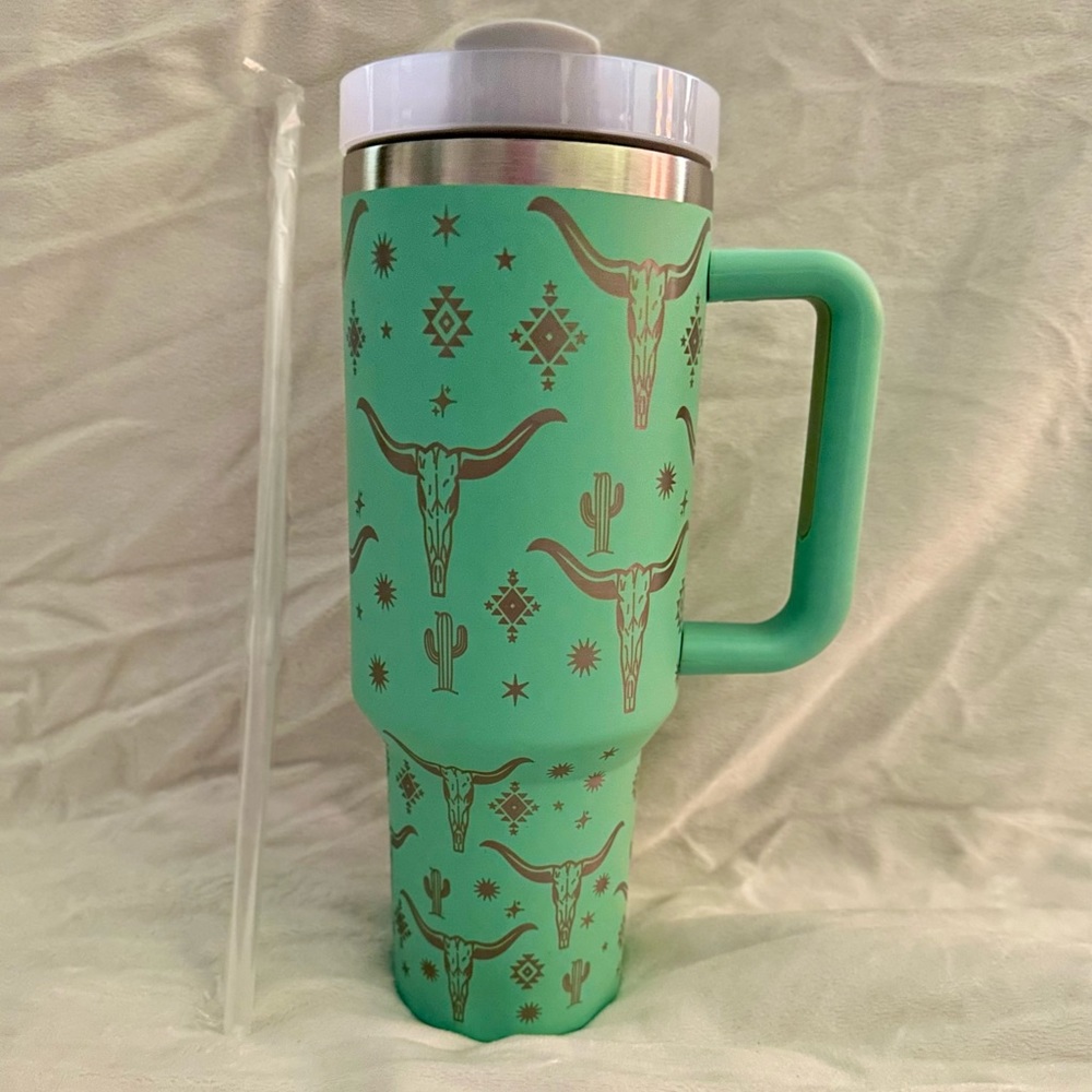 Mint green southwest print 40 oz tumbler